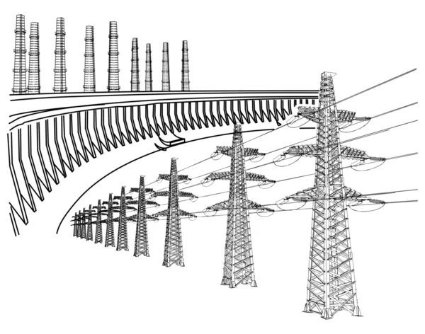 Hochspannungsleitung — Stockvektor