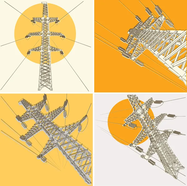 Linea di trasmissione di energia — Vettoriale Stock