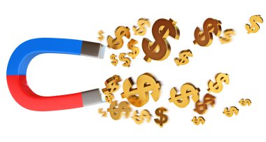 Money magnet with dollar coins clipart