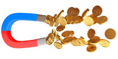 Money magnet with dollar coins clipart