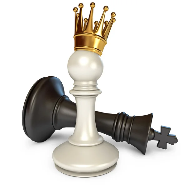 Pawn with a golden crown — Stock Photo, Image