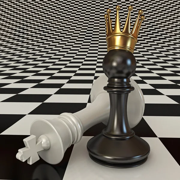 Black does the pawn checkmate — Stock Photo, Image