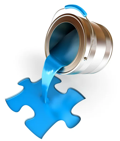 Paint fill a container in the form of a puzzle — Stock Photo, Image