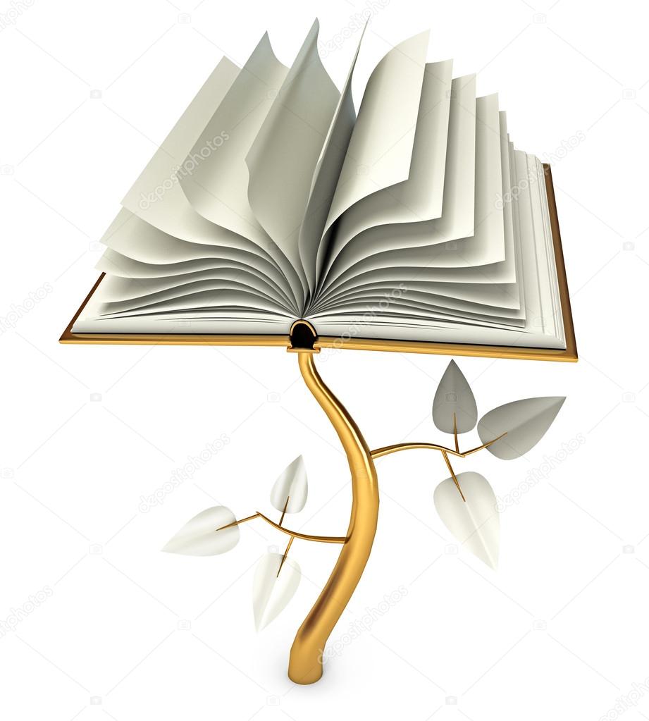 Development of Education. Open white book. Conceptual illustration. Isolated on white background. 3d render