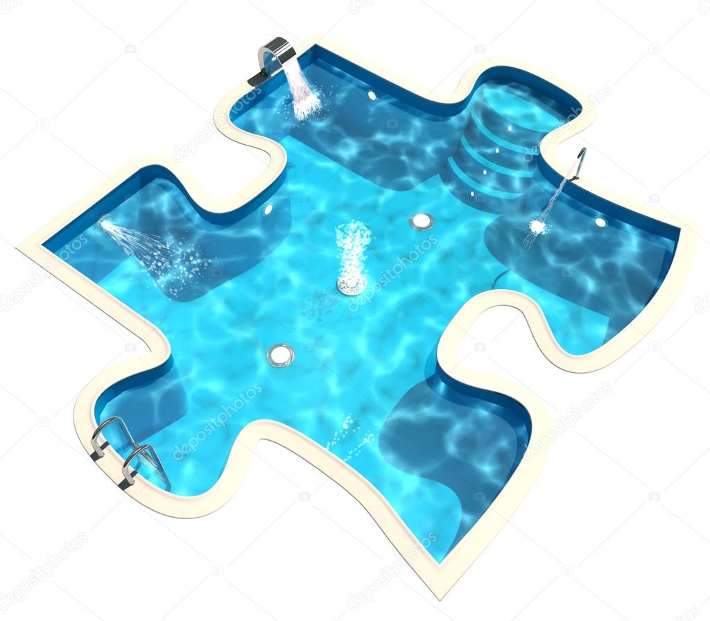 Pool in the form of a puzzle
