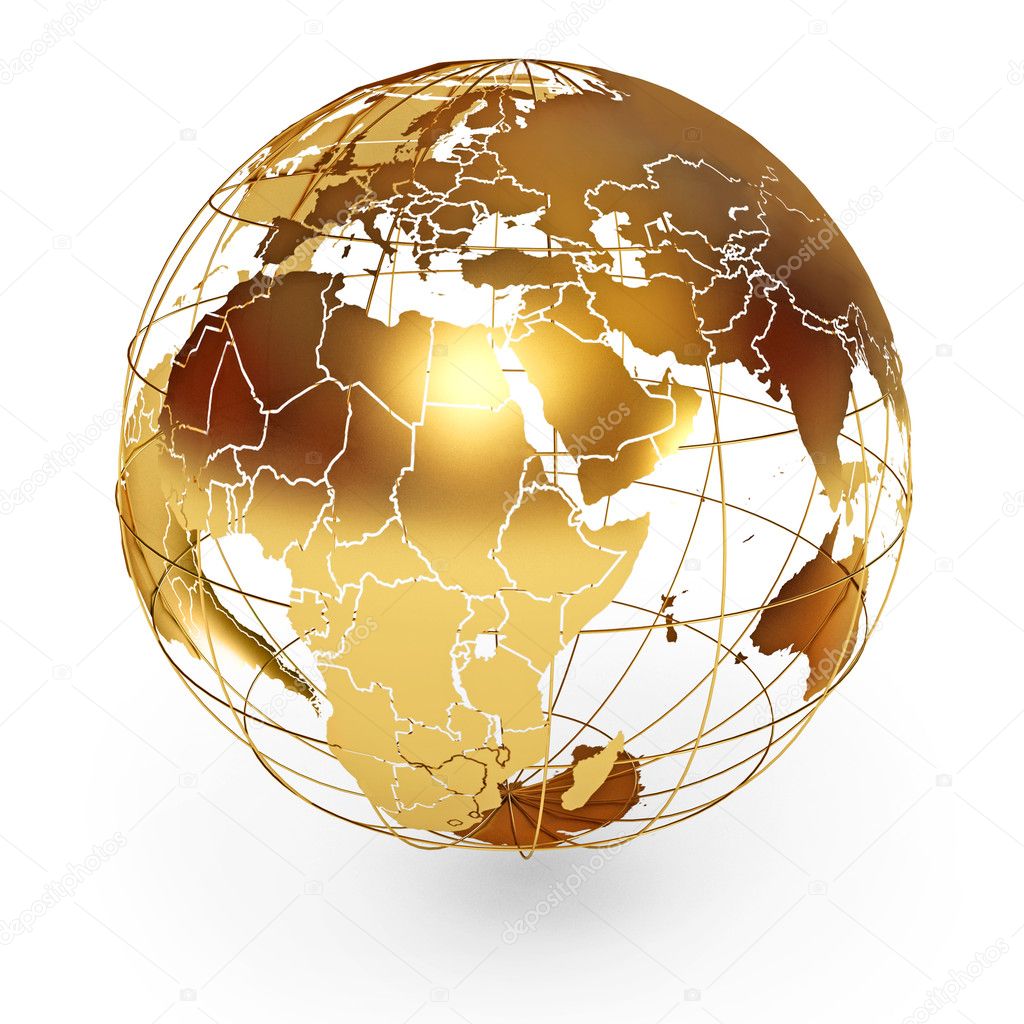 Golden World Globe Gold Background