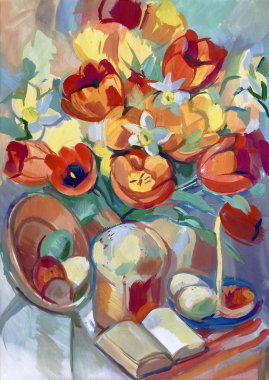 Natürmort bir buket çiçek