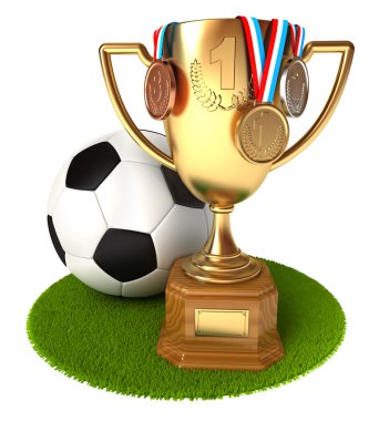 Altın Kupa madalya ve futbol topu