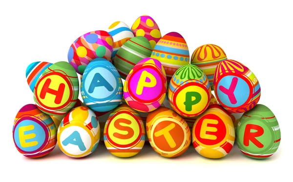 Happy Easter. Pile of eggs — Stock Photo, Image