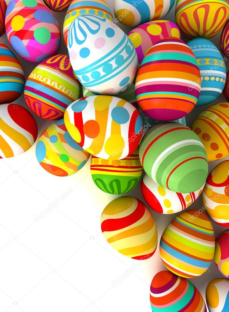 Easter eggs with plenty of copy-space for text