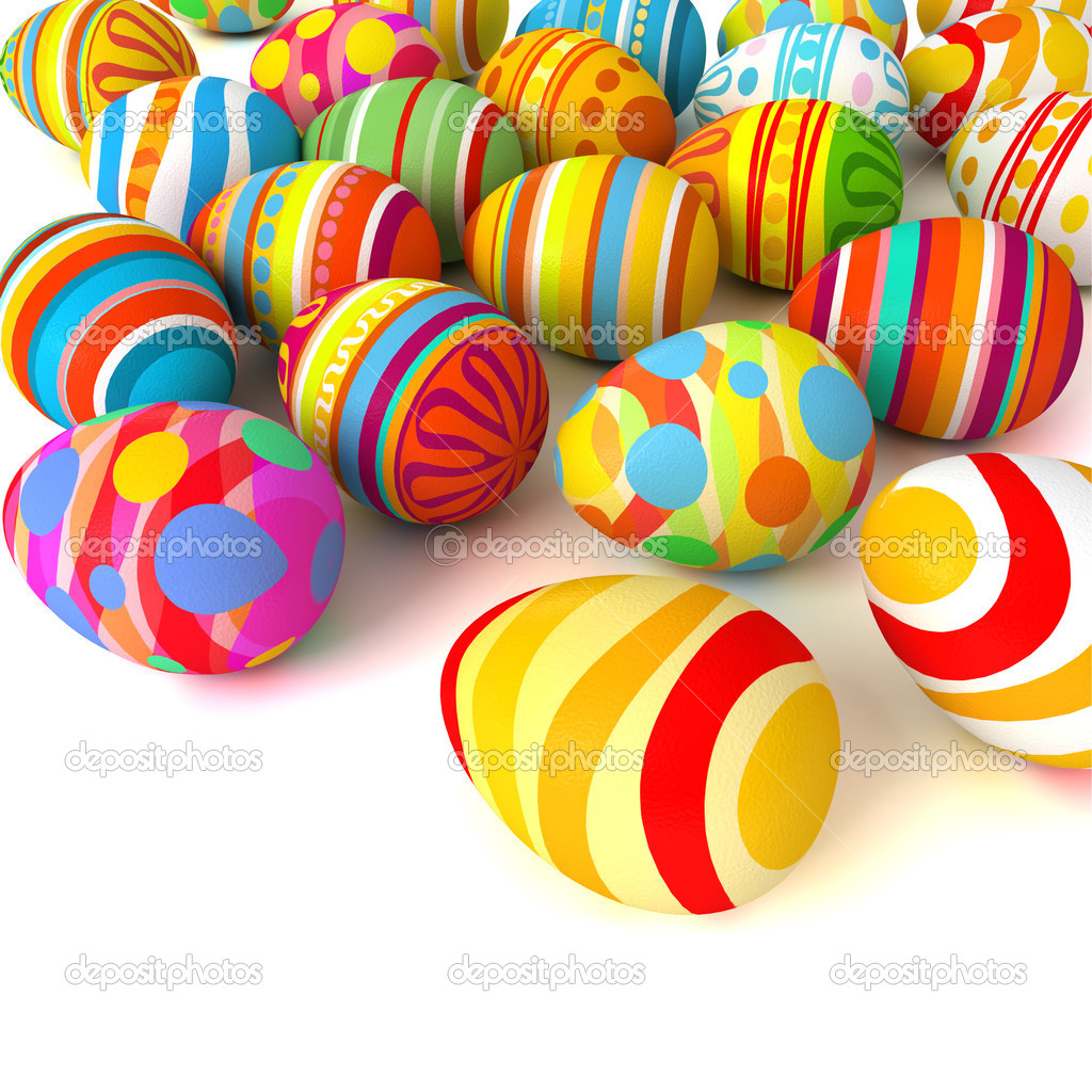 Happy Easter. Pile of eggs