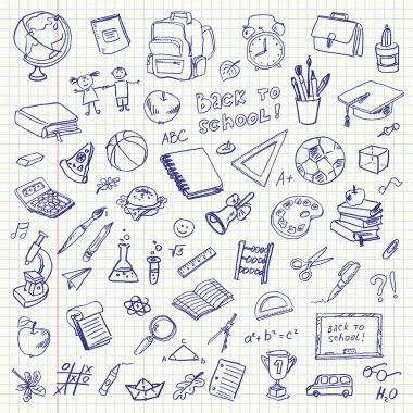 serbest çizim okul öğeleri. okula dönüş