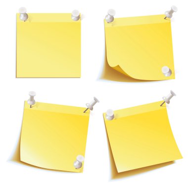 Blank notes pinned on corkboard ready for your text clipart