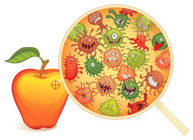 Dirty fruit, under the microscope clipart
