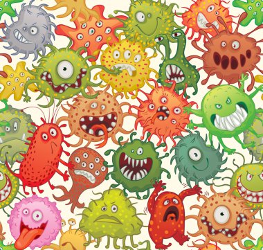 Dangerous microorganisms. Seamless pattern