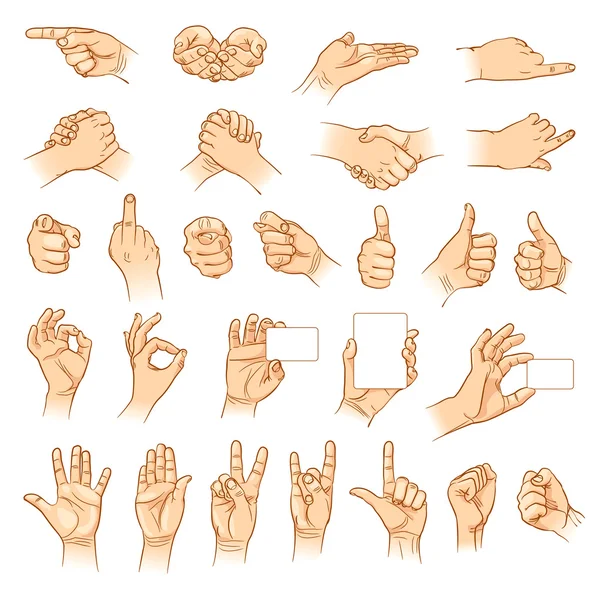 Mains dans les différentes interprétations — Image vectorielle