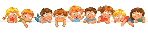 Lindos niños pequeños sobre un fondo blanco — Vector de stock