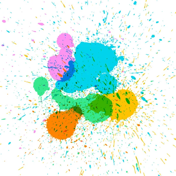 Капли Краски Разноцветные Пятна Краски Векторная Иллюстрация Изолированный Белом Фоне — стоковый вектор