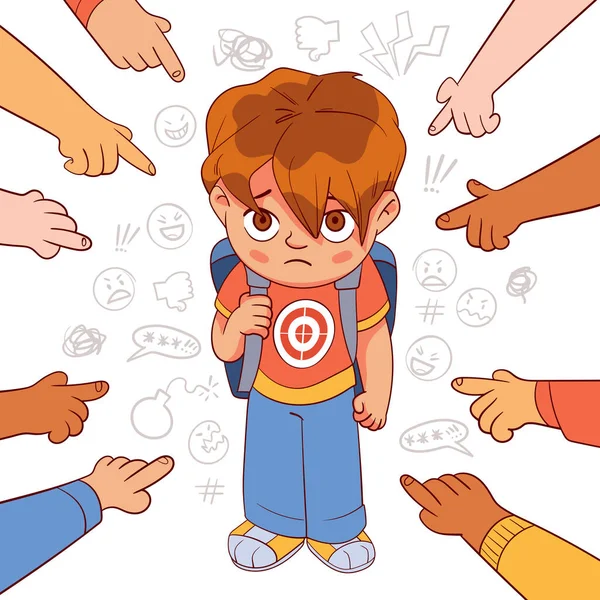 Bullying na escola. Personagens de desenhos animados coloridos — Vetor de Stock