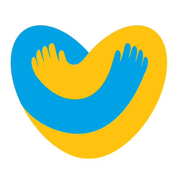Logo srdce a objetí. Ukrajina — Stockový vektor