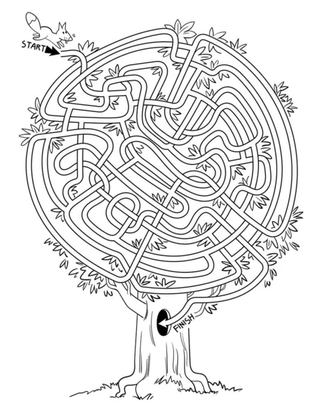 Help the little squirrel through the maze — Vetor de Stock