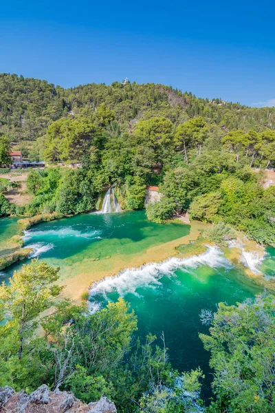 Waterfalls Krka River Croatia Part Skradinski Buk Waterfall Famous Place — Stock Fotó