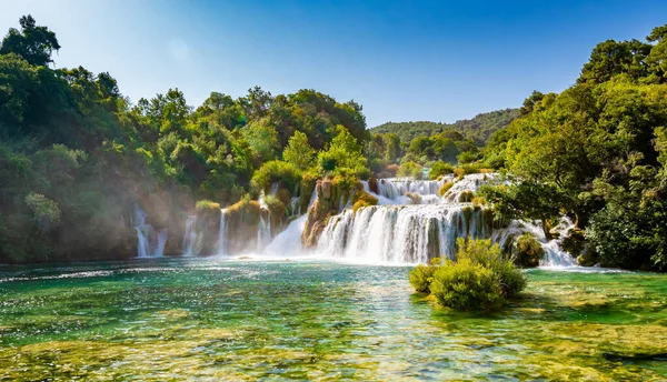 Vattenfall Vid Skradinski Buk Nationalpark Krka Kroatien Flödesvatten Vacker Natur — Stockfoto