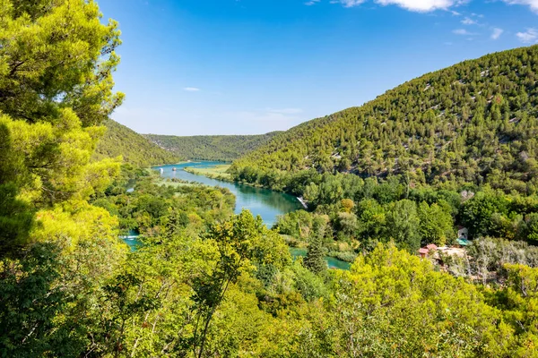 Panoramisch Uitzicht Krka Meren Kroatië Nationaal Natuurpark Zomer Dag Frisse — Stockfoto