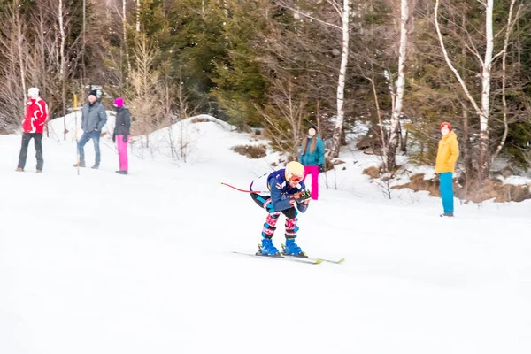 Tatranska Lomnica Eslovaquia 2022 Concurso Esquí Snowboard Zjazd Nadoraz Región — Foto de Stock