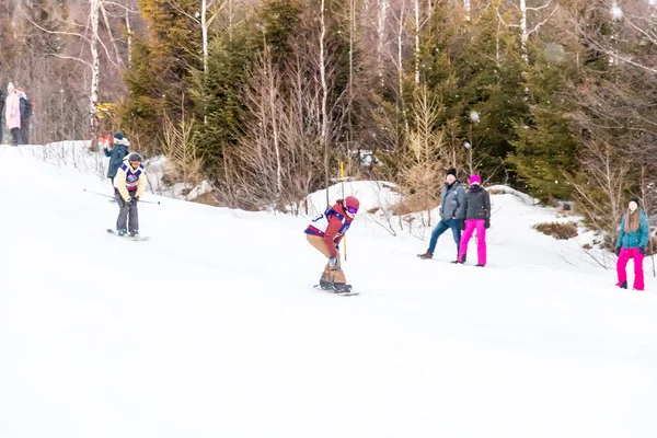 Tatranska Lomnica Eslováquia 2022 Competição Esqui Snowboard Zjazd Nadoraz Região — Fotografia de Stock