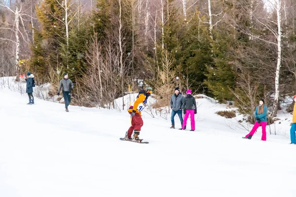 Tatranska Lomnica Szlovákia 2022 Snowboard Verseny Zjazd Nadoraz Magas Tátra — Stock Fotó