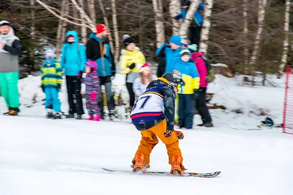 Tatranska Lomnica Slowakije 2022 Ski Snowboardcompetitie Zjazd Nadoraz Regio Hoge — Stockfoto
