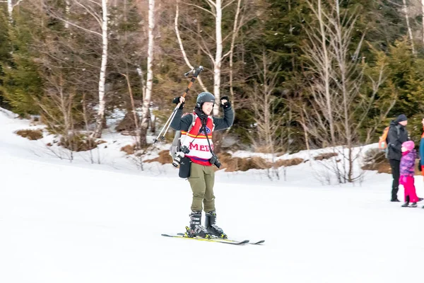 Tatranska Lomnica Eslováquia 2022 Competição Esqui Snowboard Zjazd Nadoraz Região — Fotografia de Stock