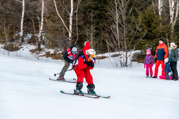 Tatranská Lomnica Slovensko 2022 Lyžařská Snowboardová Soutěž Zjazd Nadoraz Vysokých — Stock fotografie