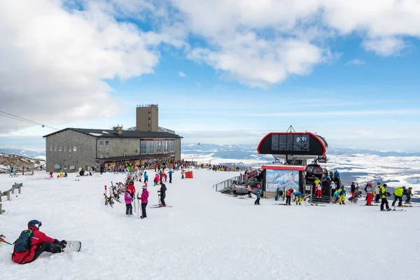 Tatranska Lomnica 2022 Skiers Tourist Skalnate Pleso Mountain High Tatras — Stock Photo, Image