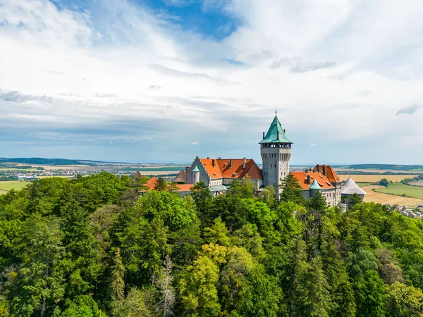 Aerial Drone Fly Smolenice Castle Slovakia Trnava Region Litle Carpathians — Foto de Stock