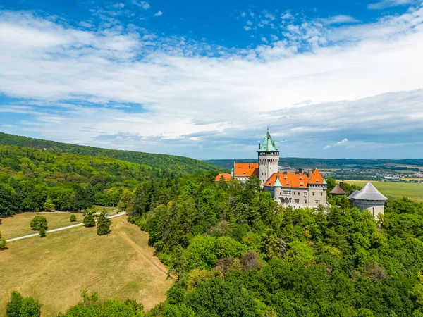 Aerial Drone Fly Smolenice Castle Slovakia Trnava Region Litle Carpathians — Foto de Stock