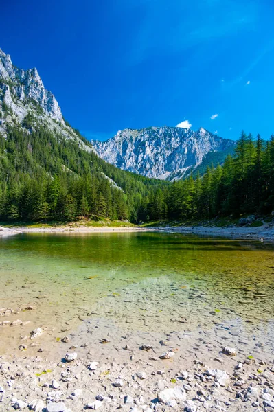 Gruner See Austria Vista Pacífica Montaña Con Famoso Lago Verde — Foto de Stock