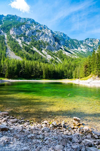 Gruner See Austria Pemandangan Pegunungan Damai Dengan Danau Hijau Terkenal — Stok Foto