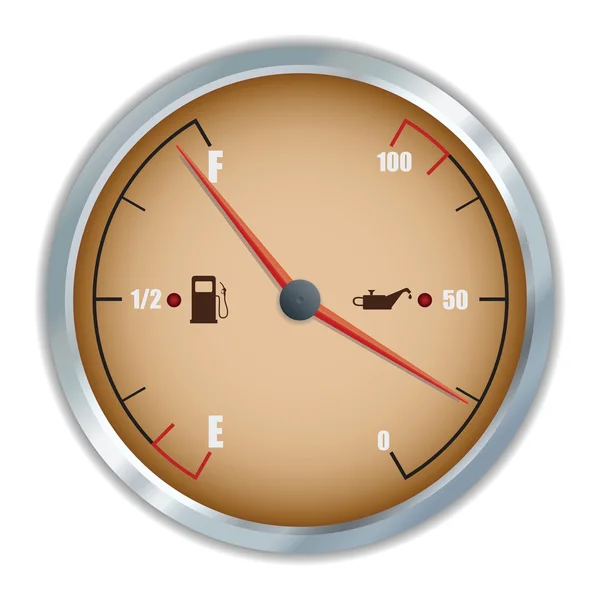 Retro bränsle och olja manometer ikonen. — Stock vektor