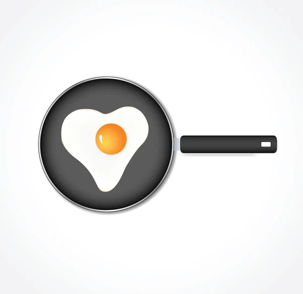 Egg in a pan in the form of heart — Stock Vector