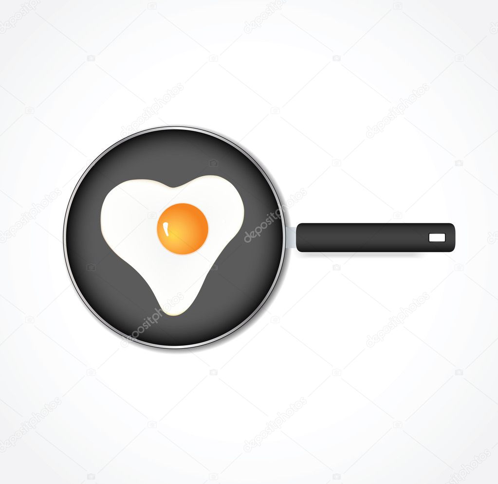 Egg in a pan in the form of heart