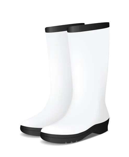 Bianco stivali di gomma di sicurezza in bianco — Vettoriale Stock
