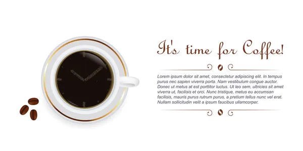 Чашка кофе с фасолью и часами — стоковый вектор