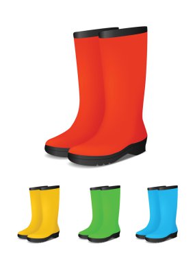 Set of colored safety rubber boots clipart