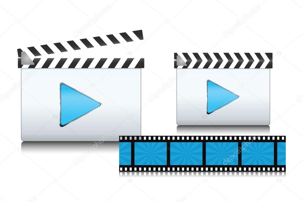 Set of clapboard icons with film