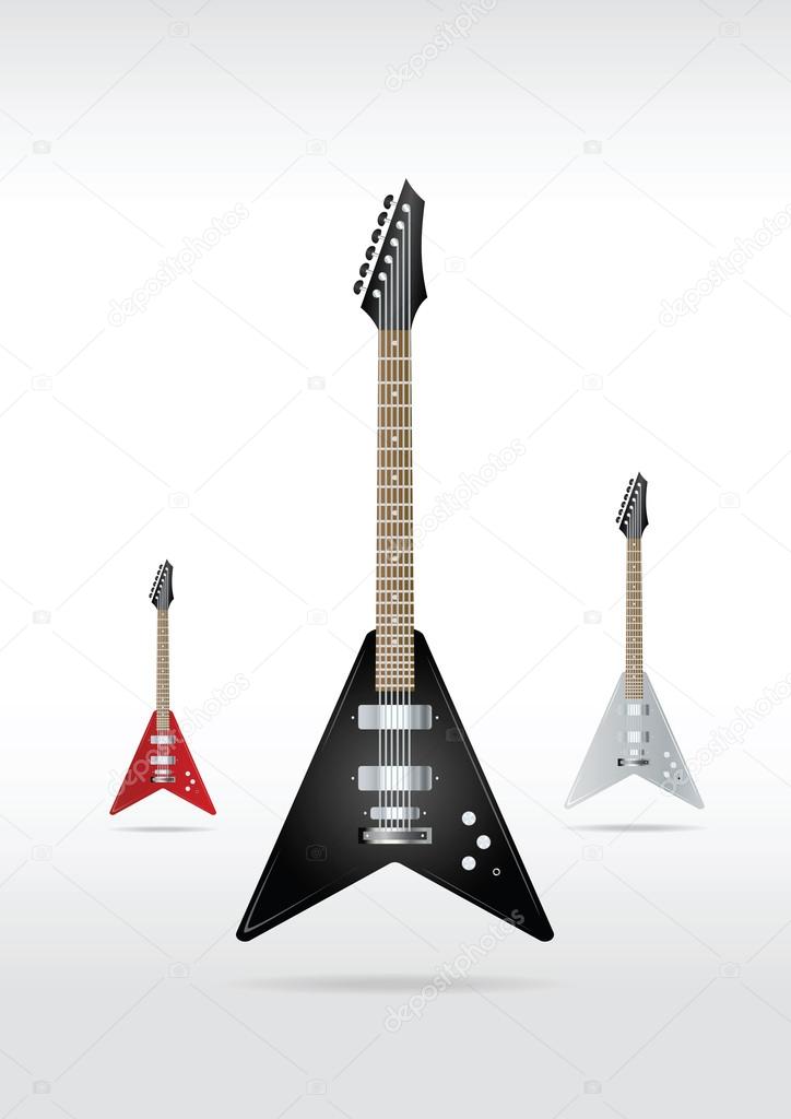 Set of rock guitars