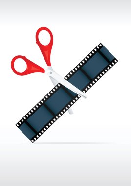 makas ve film şeridi. video düzenleme
