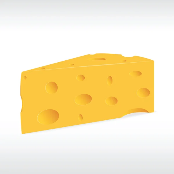 Pedazo de queso poroso amarillo con agujeros — Vector de stock