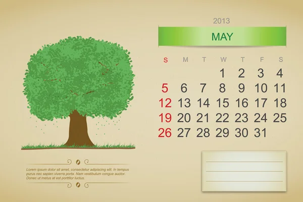 Calendrier mai 2013 — Image vectorielle